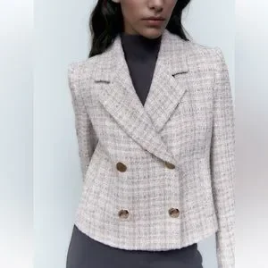 Zara tweed coat with buttons store